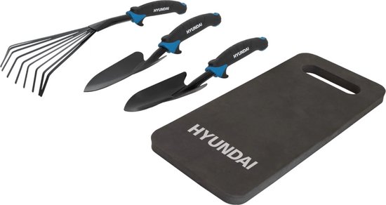 Hyundai 4-delig Tuingereedschapset - Hark - Plantenschep - Tuinschep - kniekussen van HYUNDAI