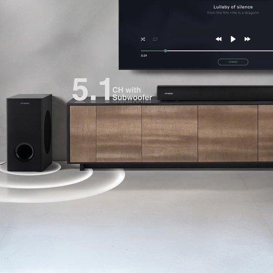 Hyundai - Surround Set Home Cinema - Home Cinema Set Met Subwoofer - Met Soundbar En Twee Speakers - Complete Surround Set - Bluetooth - Inclusief AV En Optische Kabel - Inclusief Afstandsbediening - Inclusief HDMI-Kabel - AUX Naar AUX Kabel - Zwart van Merkloos