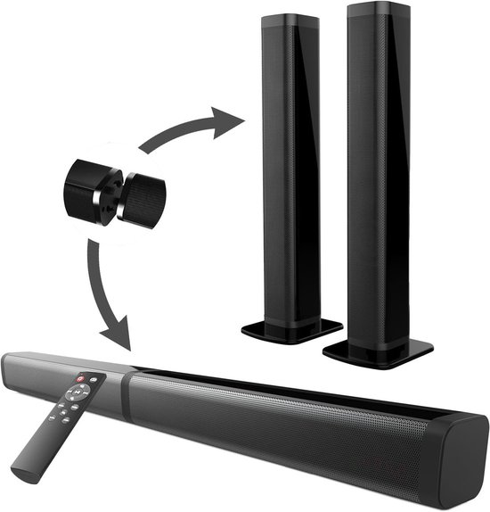 IBETTERTEC 2-in-1 Soundbar met Bluetooth Verbinding - Deelbare Stereo Bluetooth Speaker Soundbar zwart van IBETTERTEC