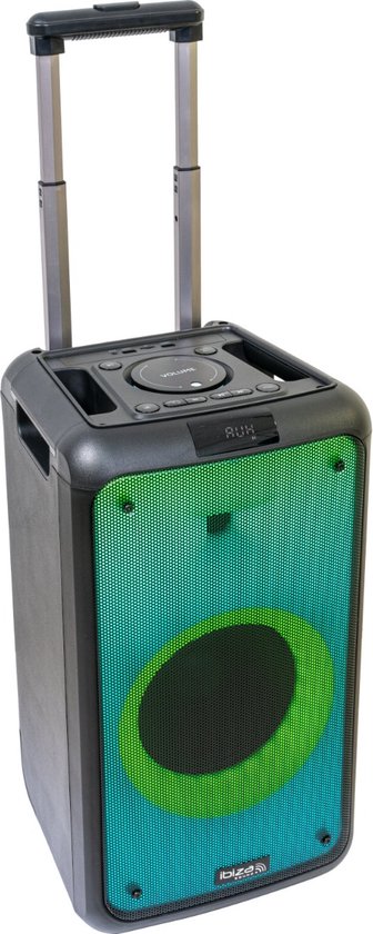 Ibiza - STREET-WAVE - Draagbare 8"/400W batterijluidspreker met Bluetooth, USB en microSD - WAVE LED-effect en draadloze TWS-verbinding - Zwart