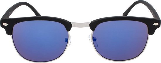 Icon Eyewear Zonnebril CAIRO - Zwart montuur met rubber finisch- Blauwe spiegelende glazen van Icon Eyewear
