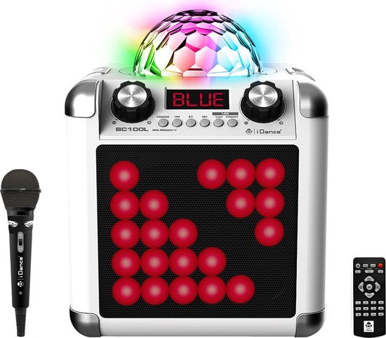 iDance Audio BC100L White partybox cube met echo + 1 gratis microfoon van iDance
