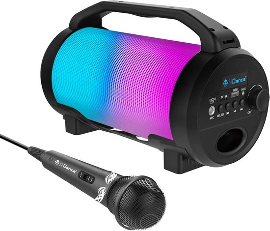 iDance CYCLONE400BK Karaoke Set - Bluetooth Party Speaker met Disco LED-Verlichting - Inclusief Microfoon