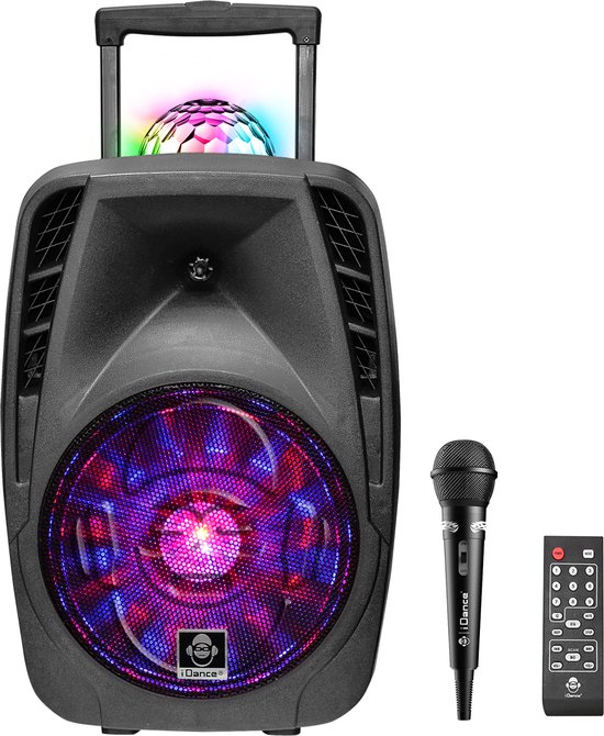 iDance Groove216MK2 Party Speaker - Draadloos - Bluetooth Speaker - FM Radio - 100 Watt - Discoverlichting - Met Microfoon en Afstandsbediening van iDance