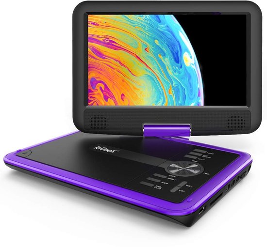 ieGeek Draagbare DVD Speler Auto - 11.5 Inch - 9,5 Inch Oogbeschermend Scherm - TV/USB/SD - Draaibaar Scherm - 5 Uur Oplaadbare Batterij - voor Kinderen en in de Auto - IK-902 - Paars van ieGEEK
