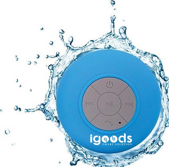 IGOODS Waterdichte Bluetooth Speaker  - met Zuignap - Ingebouwde microfoon - Bluetooth 3.0 - Badkamer & Douche Speaker - Blauw van Merkloos