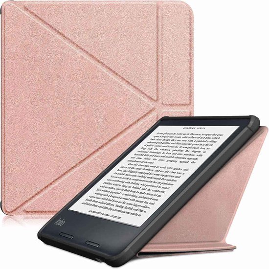 imoshion Ereader Cover / Hoesje Geschikt voor Tolino Vision 6 / Kobo Libra 2 - imoshion Origami Bookcase e-reader - Rosé Goud van iMoshion