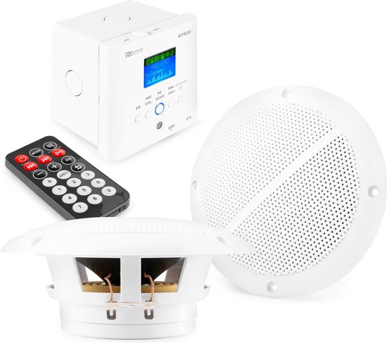 Inbouw speakers plafond Bluetooth - Complete set voor o.a. badkamer, etc. - Met inbouw versterker van 2-Meow