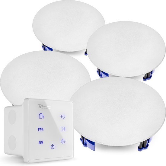 Inbouw versterker met 4 plafondspeakers - Power Dynamics Powerline A100WSet van Merkloos