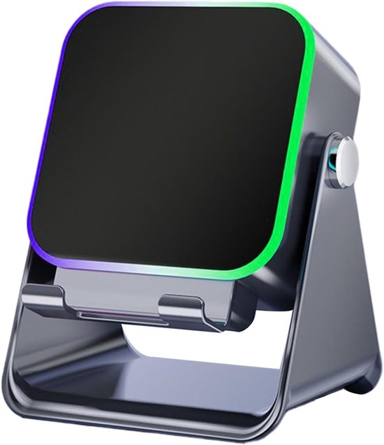 Inductie Speaker - Telefoonhouder Audio - Muziek Luisteren - Ingebouwd LED Licht - 12.1x7.3x5.9cm - Zwart