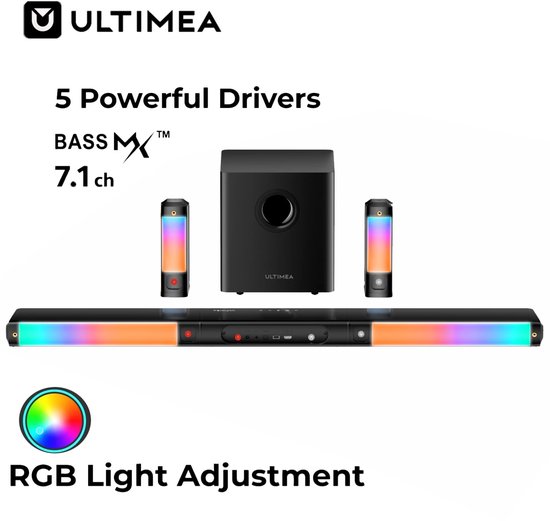 Innovastore Soundbar - Surround Soundbar - 2 Surround Speakers - Subwoofer - TV-geluidssysteem - RGB-verlichting - Smart tv