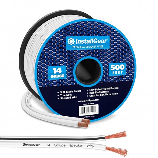 InstallGear 14 Gauge AWG 500ft Speaker Wire Cable - White