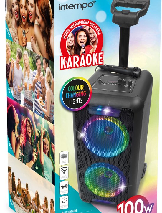 Intempo Bluetooth Party Speaker - 10 uur - microfoon - LED-verlichting van Merkloos