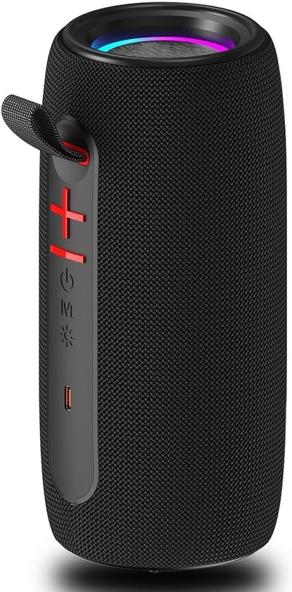 IPX6 Waterdichte Bluetooth Speaker – FM, LED, TWS, USB/AUX/SD – Voor Buiten, Kamperen & Feestjes (Zwart)