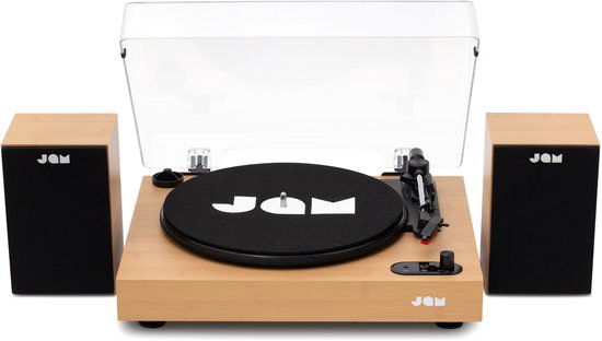 Jam - Bluetooth Platenspeler met speakers - Met Passieve boekenplank Speakers - LP Speler - Ingebouwde Stofkap