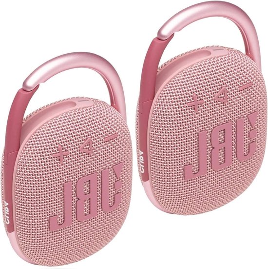 JBL 2 Pack Clip 4 Waterdichte Draadloze Audio Bluetooth Speaker Bundel (Roze)