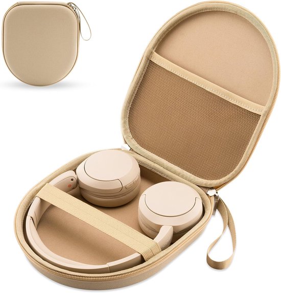 JBL en Sony compatibel met Tune 510BT, 520BT, 500, 720BT, 770NC, 760NC, WH-CH520, WH-CH720N, draagbare reishoofdtelefoontas, etui (beige)