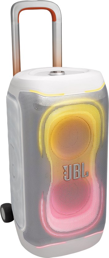 JBL PartyBox 330 - NIEUW - Draadloze Bluetooth Party Speaker – Op Wielen – Uitschuifbare Handgreep - Spatwaterdicht - LED verlichting - 18 uur - Wit