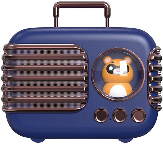 JeiibrZui Bluetooth Luidspreker - Draagbare Mini Speaker - Waterdicht 400 mAh Batterij 5 Uur Speelduur - 1 stuks - Retro Design Blauw van Merkloos