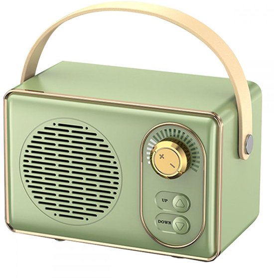 JeiibrZui Retro Bluetooth-Luidspreker - Draagbare Draadloze Stereoluidspreker - Krachtig Geluid 10m Bereik - 1 Stuk - Buitengebruik Groen van JeiibrZui