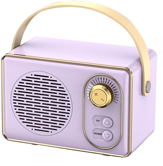 JeiibrZui Retro Bluetooth-Luidspreker - Draagbare Draadloze Stereoluidspreker - Verrassend Luid Met Duidelijke Bas - 1 Stuk - Voor Thuis/Tuin/Paars