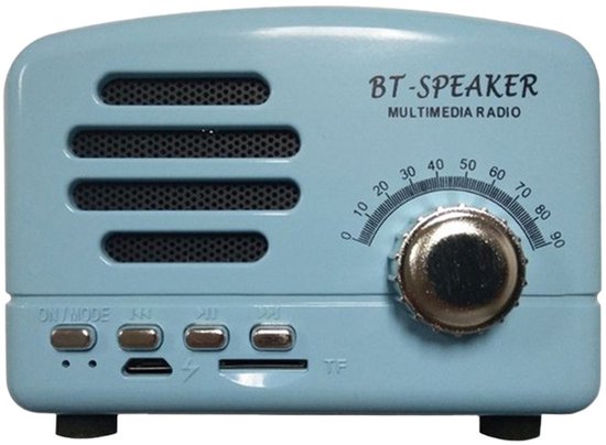 JeiibrZui Retro Bluetooth Speaker - Vintage Bluetooth Speaker - Draadloze Connectiviteit Ingébouwde Microfoon - 3W - Blauw van JeiibrZui