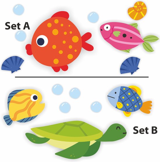 JERMA Allerhandestickers, Bakfiets accessoires, bakfietsstickers vrolijke vissen. van JERMA