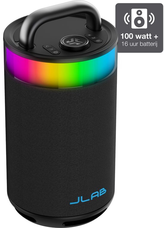 JLAB Epic Party Speaker – Bluetooth Speaker – 360 Graden Geluid - Draadloze Speaker met 16 uur Batterijduur – 100 Watt – Multipairing – Equalizer via de App - IPX6 Waterproof - Zwart van JLAB