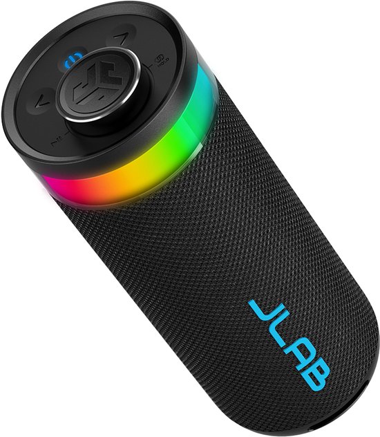 JLAB Go Party Compacte Bluetooth Speaker met Verlichting – 16 uur Batterijduur – 10 Watt – Multipairing – Equalizer via de App – Draadloos – IPX6 Waterproof - Zwart van JLAB