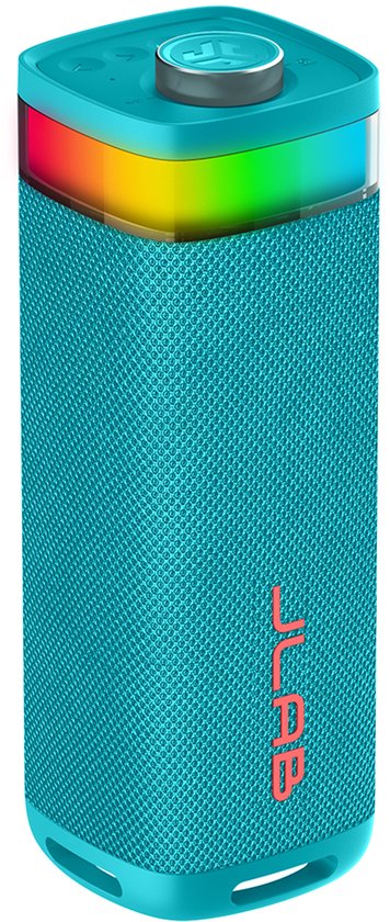 JLab Jbuds Bluetooth Speaker Draadloos - Draagbare Muziekbox - 12 uur Batterijduur - 30 Watt - Bass Boost - IPX6 Waterproof - Multipairing - Instelbare Party Lights - App Equalizer - Lichtblauw