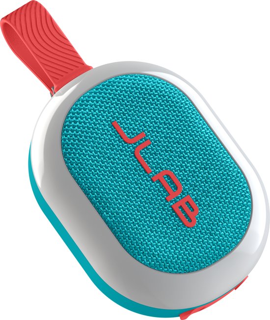 JLab Pop Mini Bluetooth Speaker Draadloos - Draagbare Muziekbox - 8 uur Batterijduur - 5 Watt - IPX6 Waterproof - Multipairing - Instelbare Party Lights - App Equalizer - Lichtblauw