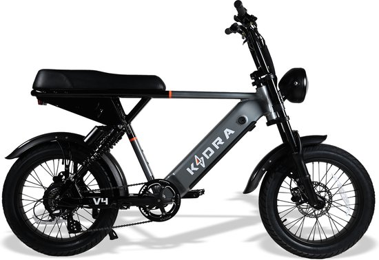 Kadrabikes V4 Stealth Grey - Elektrische Fatbikes - Elektrische Fiets - 250 Watt - Ebike - Dubbel Geveerd van Kadrabikes
