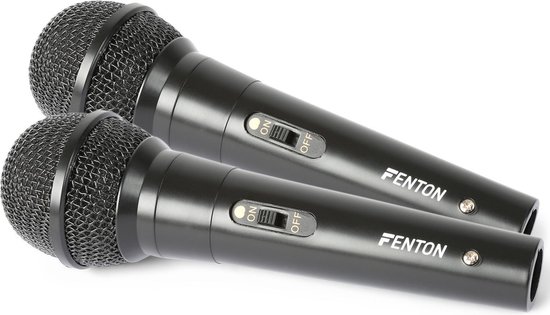 Karaoke microfoon - Fenton DM100 - Set van twee karaoke microfoons - Ook perfect voor DJ's - Zwart