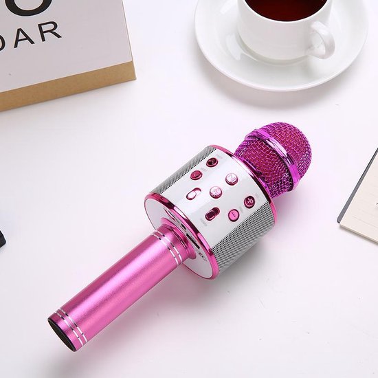Karaoke microfoon/karaoke set - Joyful things draadloze karaokemicrofoon met ingebouwde speaker, Bluetooth, mp3 functie, stemhervormer en echo effect- Roze