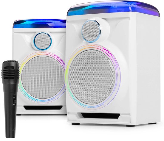 Karaoke set - Fenton Track 2.0 - Karaoke set voor volwassenen en kinderen - Met microfoon en lichteffecten - Wit