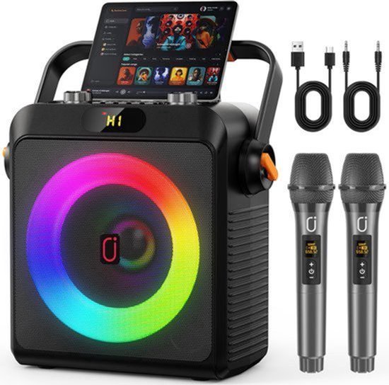 Karaokemachine Draagbare Bluetooth 5.3 - 45% Diepere Bas - 12 Uur Batterijduur - 6,5 Inch Woofer - Voor Binnengebruik