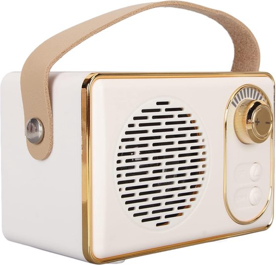 KCVV retro bluetooth-speaker-Retro-speaker-Bluetooth 5.0-extra bas-Wit van KCVV