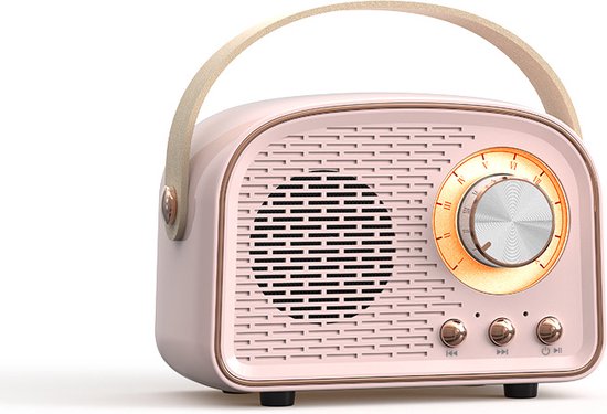 KCVV Retro Bluetooth speaker - schattige mini luidspreker - vintage decor - draagbare draadloze Bluetooth speaker - Roze van KCVV