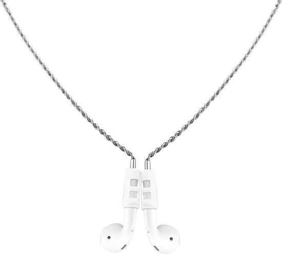 Ketting van roestvrij staal, zilver, voor AirPods Pro 1/2/3 opzetstukken, anti-verlies, magnetische zilveren ketting, compatibel met voor AirPods 1/2/3 accessoires, bevestigingsband magnetische