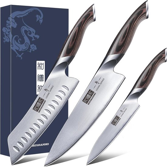 Keukenmessenset 3-delig roestvrij staal - Japanse stijl koksmessen van $