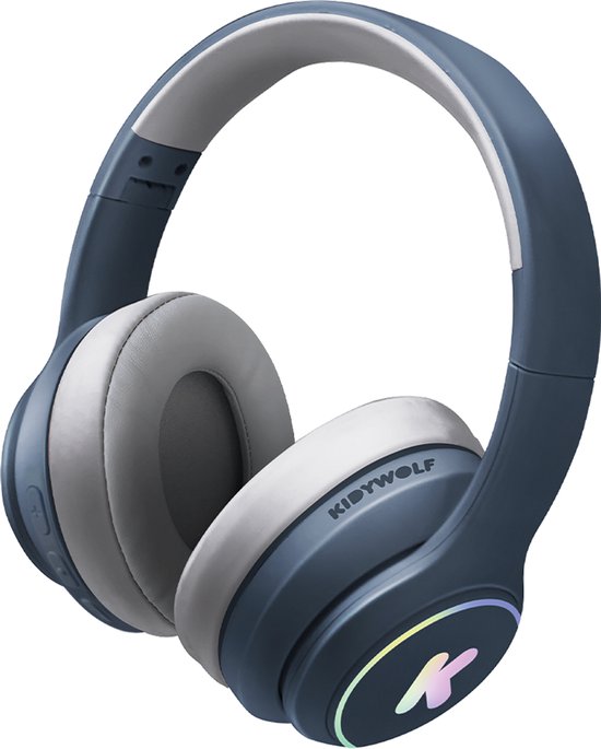 KIDYWOLF K-EARS Bluetooth Kinderkoptelefoon Blauw - 85dB Volume Limiet, Draadloos & Opvouwbaar, LED - 5+