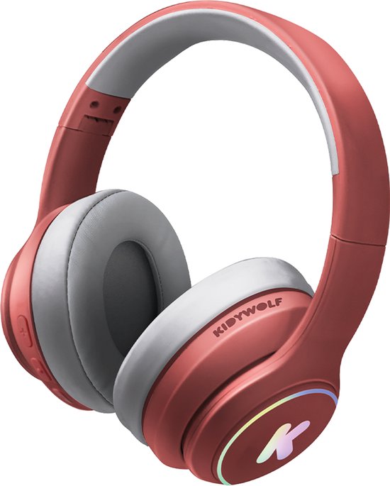 KIDYWOLF K-EARS Bluetooth Kinderkoptelefoon Rood - 85dB Volume Limiet, Draadloos & Opvouwbaar, LED - 8+