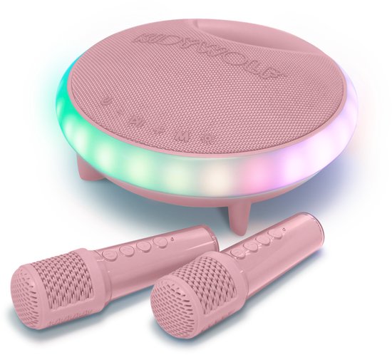 KIDYWOLF KIDYKARAOKE – Draagbare Karaoke Speaker met 2 Draadloze Microfoons, Lichteffecten en Bluetooth - Roze - 5+