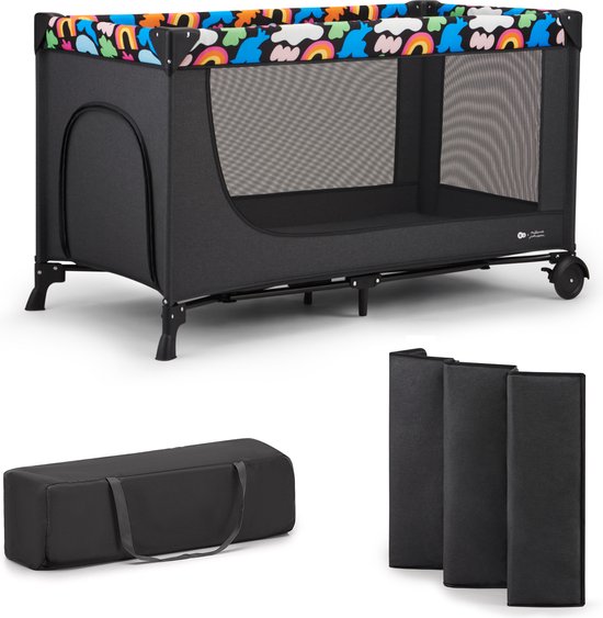 Kinderkraft JOY 2 - Reisbed 2-in-1 - Voor baby's tot 25 kg - Snel en eenvoudig inklapbaar - Happy Shapes van Kinderkraft