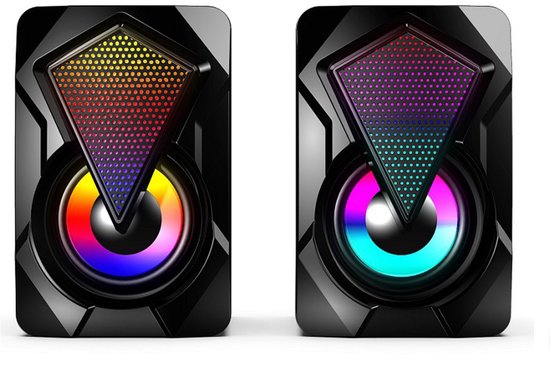 KINSI RGB-luidspreker,luidspreker voor gaming,7-kleuren lichteffect,2 luidsprekers,USB van KINSI
