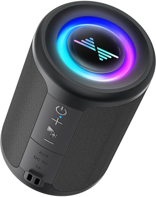 Kleine Bluetooth Speaker met Lichten – TWS, Bluetooth 5.3, Type C, AUX/TF – Voor Buiten & Thuis van Merkloos