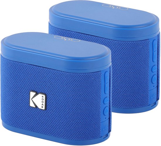 Kodak SoundBrix Bluetooth Speaker – Draadloze Muziek Box –5W RMS - 2pcs – Blauw van Merkloos