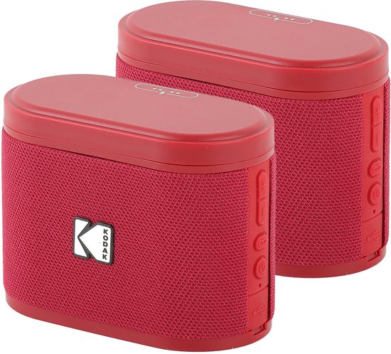 Kodak SoundBrix Bluetooth Speaker – Draadloze Muziek Box –5W RMS - 2pcs – Rood