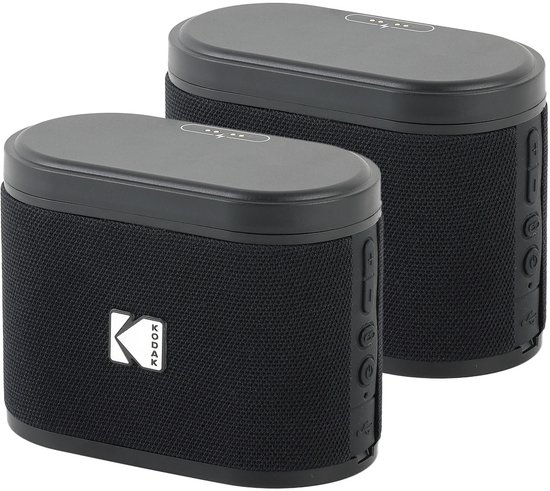 Kodak SoundBrix Bluetooth Speaker – Draadloze Muziek Box –5W RMS - 2pcs – Zwart van Merkloos