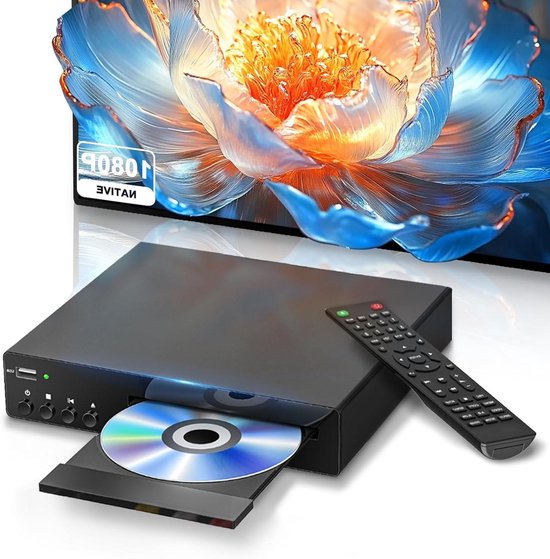 Kompakte DVD-speler - Regiovrije speler HD mediaspeler - Thuisbioscoop creëren - 1080P Upscaling - 19.5 x 22.5 x 5 cm